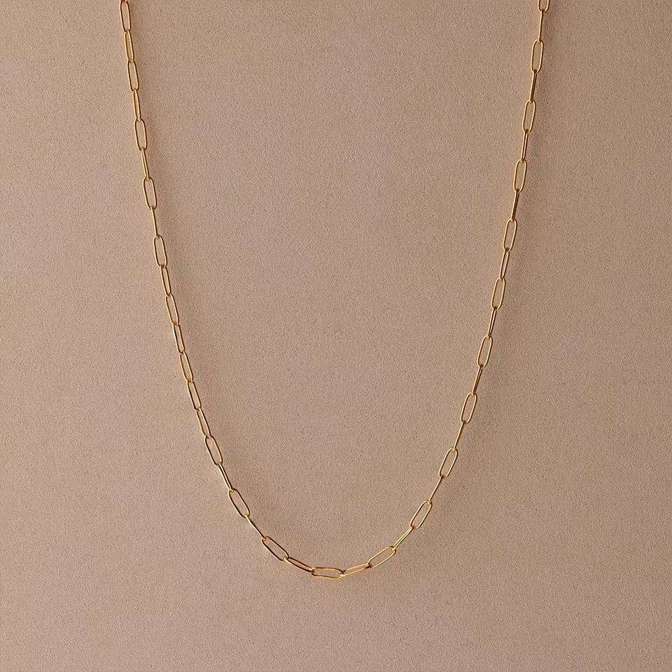 Nora Paperclip Necklace in gold tone featuring paperclip chain, product image 3