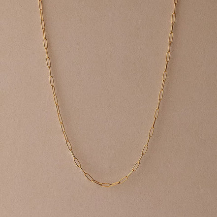 Nora Paperclip Necklace in gold tone featuring paperclip chain, product image 3