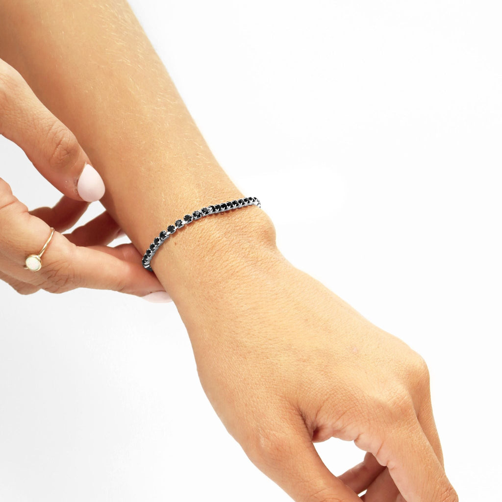 Jet Black Tennis Chain Bracelet