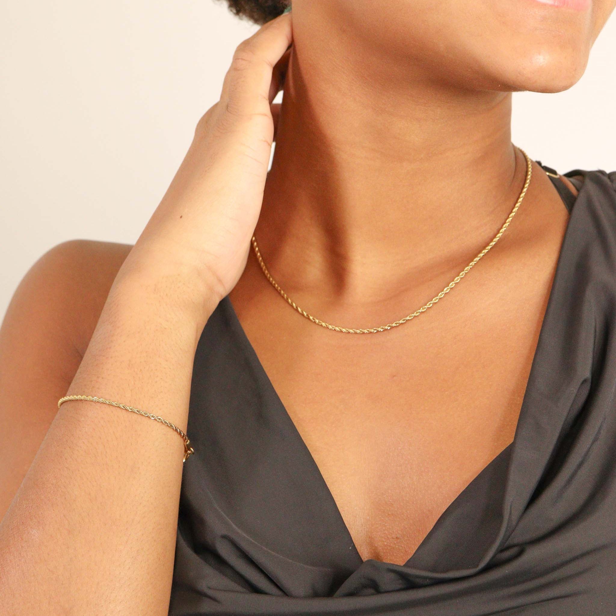 Gold Rope Chain Necklace