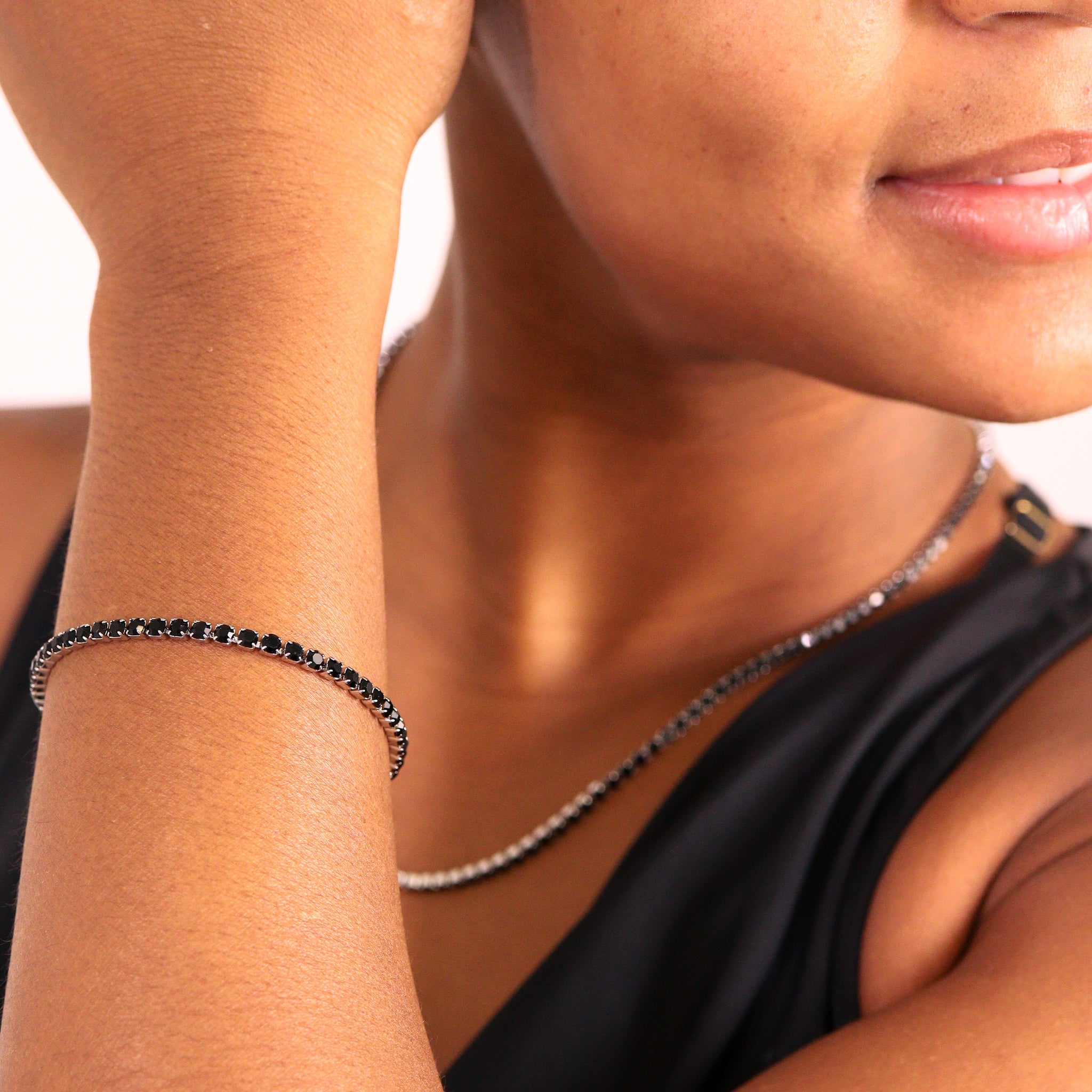 Jet Black Tennis Chain Bracelet