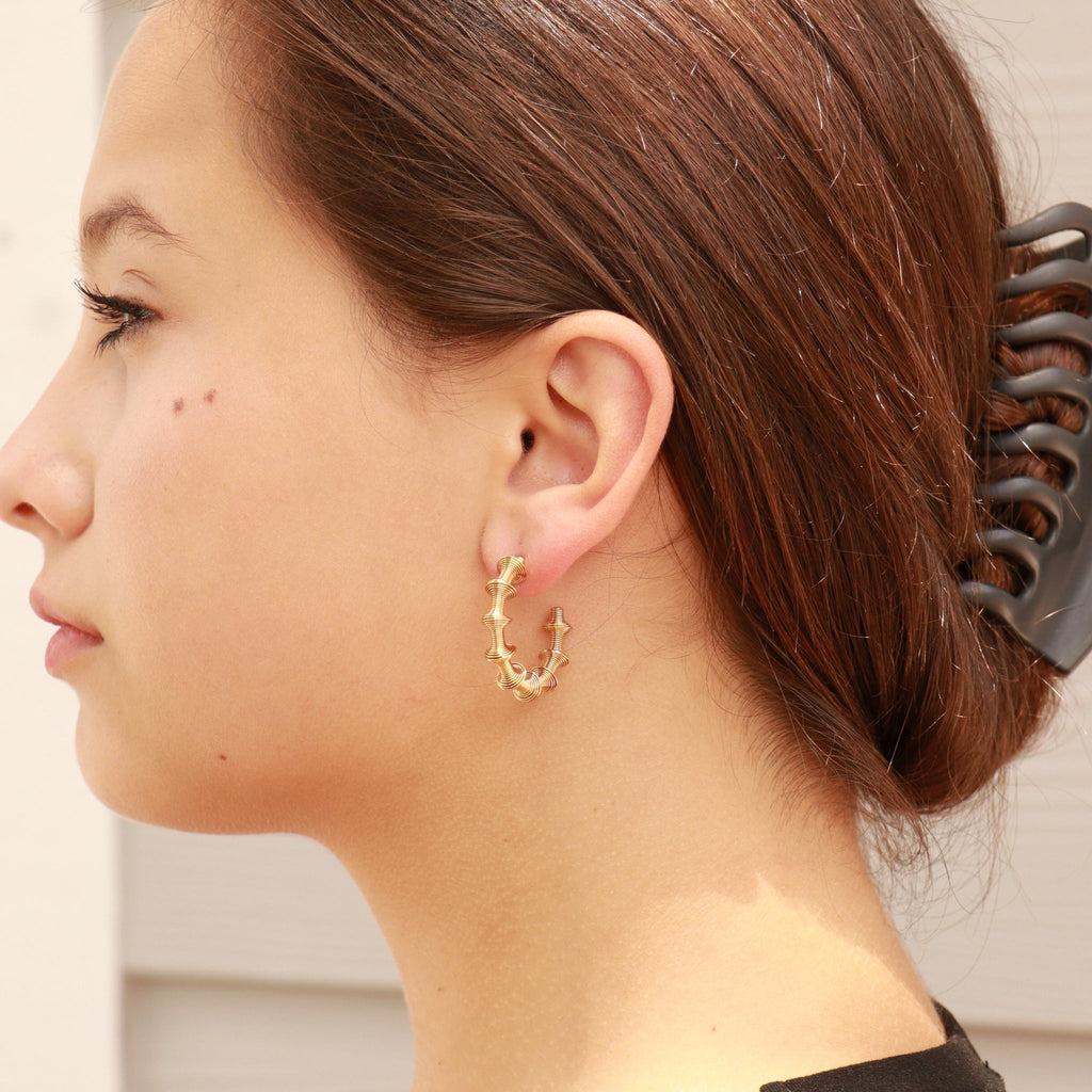 "Bamboo" Textured Circle Hoop Earrings