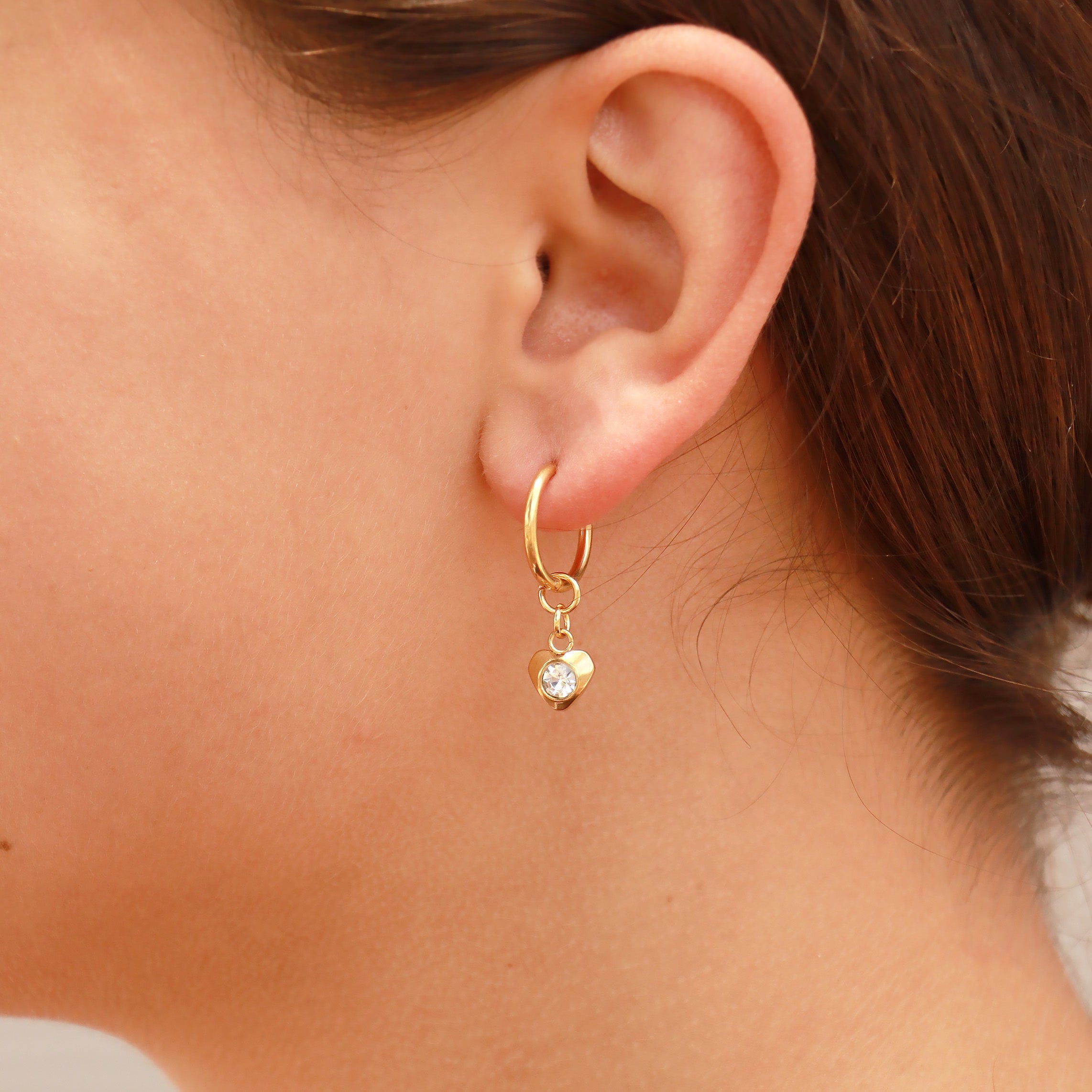 Heart Pendant Huggie Hoop Earrings