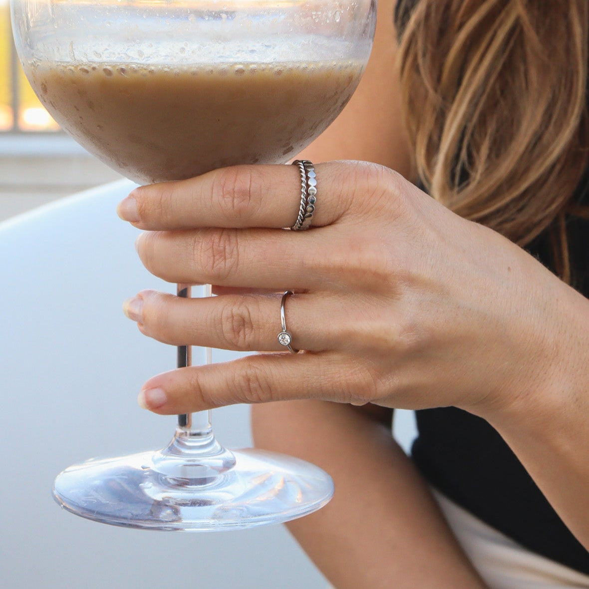 Stainless Steel Birthstone Stacking Ring