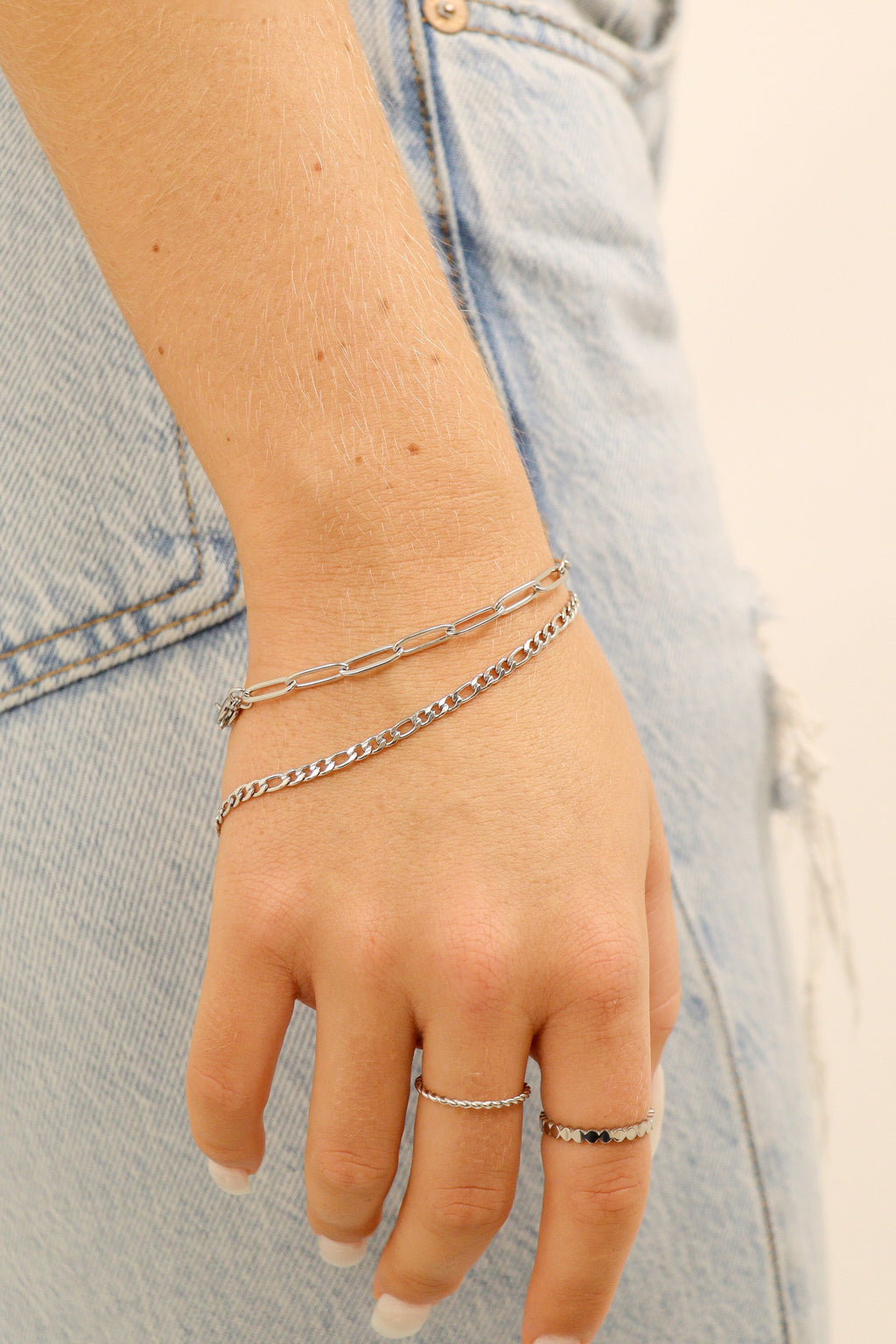 Stainless Steel Figaro Chain Bracelet