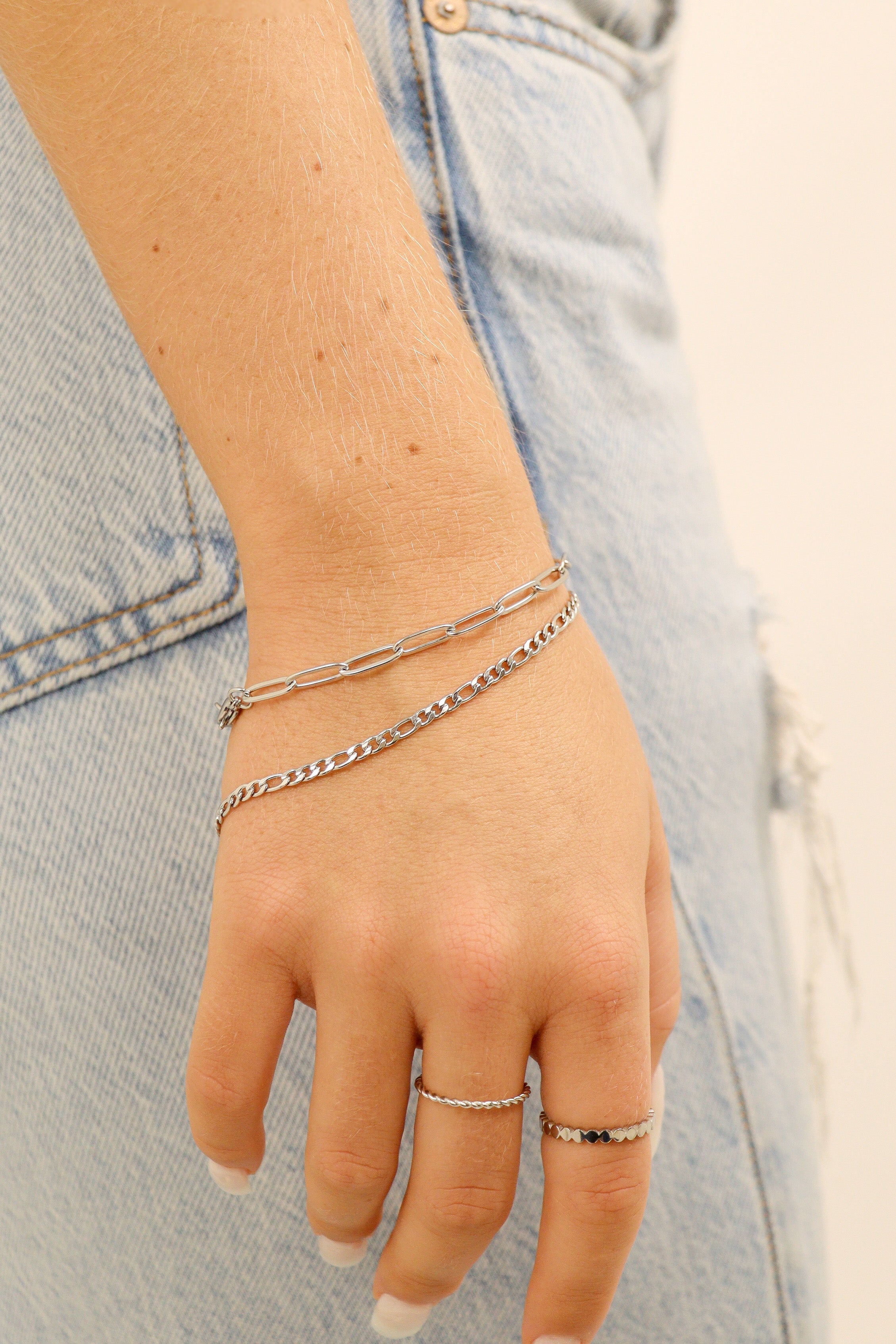 Stainless Steel Figaro Chain Bracelet