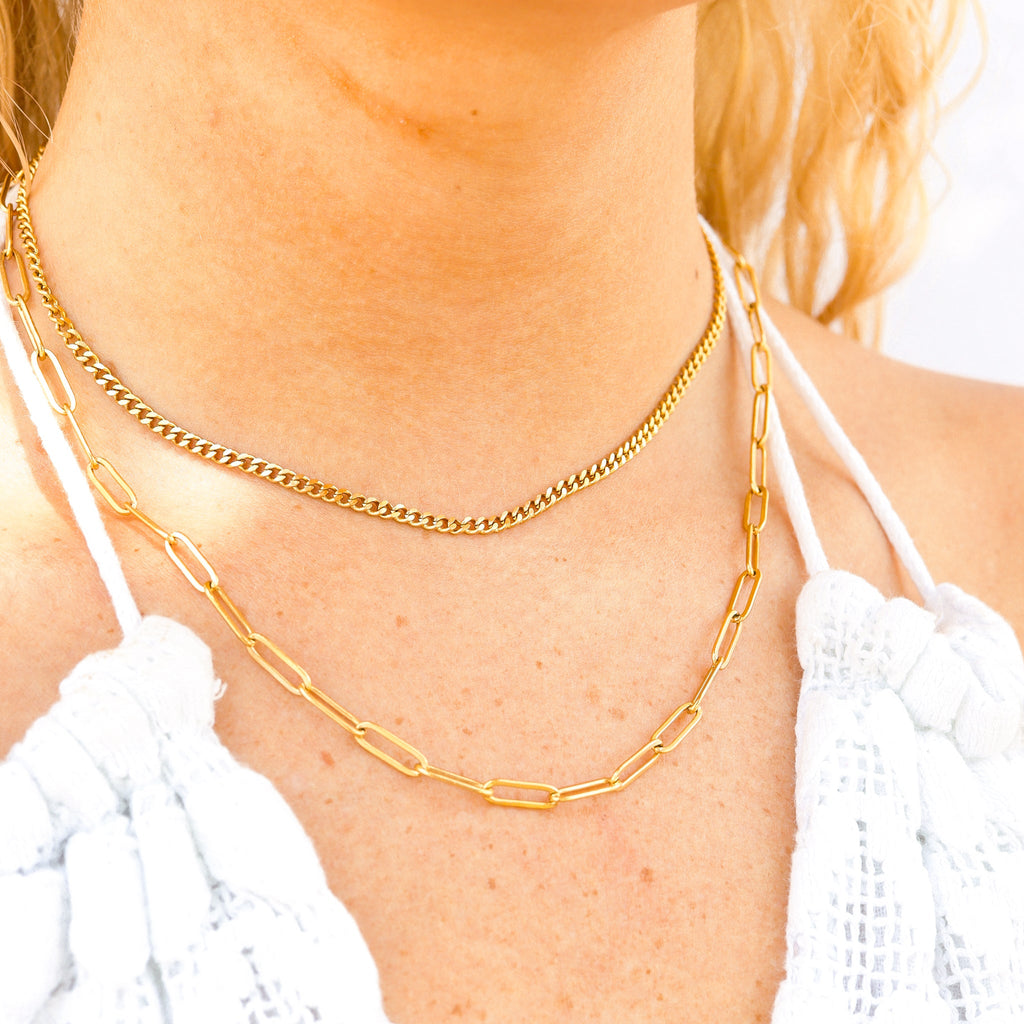 Curb & Paperclip Layered Necklace