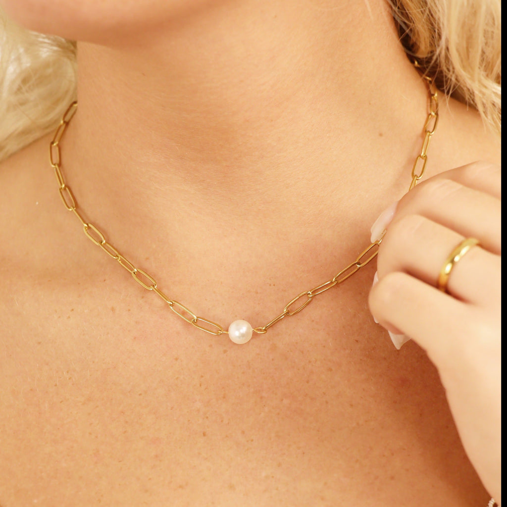 Paperclip Pearl Necklace