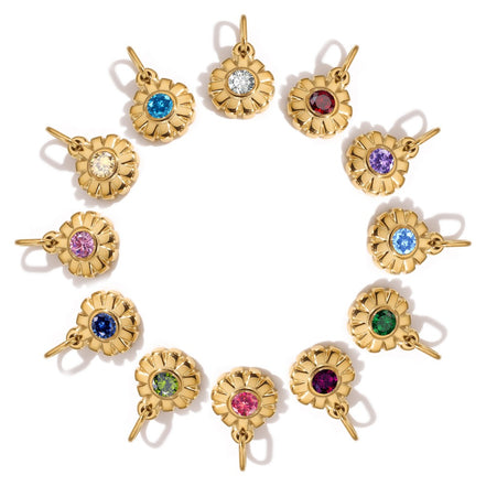 Sol Birthstone Charm in gold tone featuring birth month, product image 11