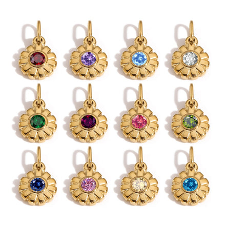 Sol Birthstone Charm in gold tone featuring birth month