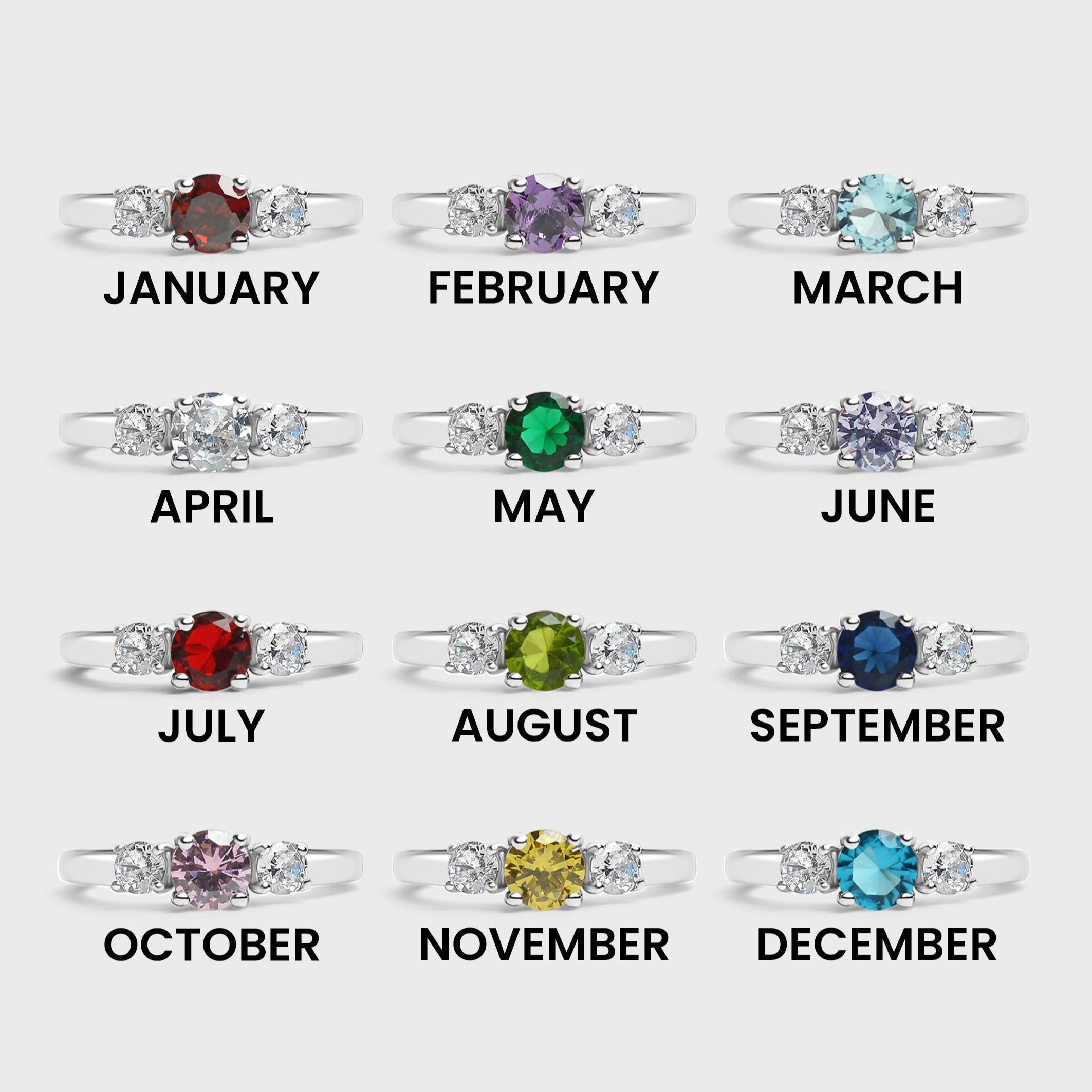 Birthstone with Accent Stones Ring Group Shot