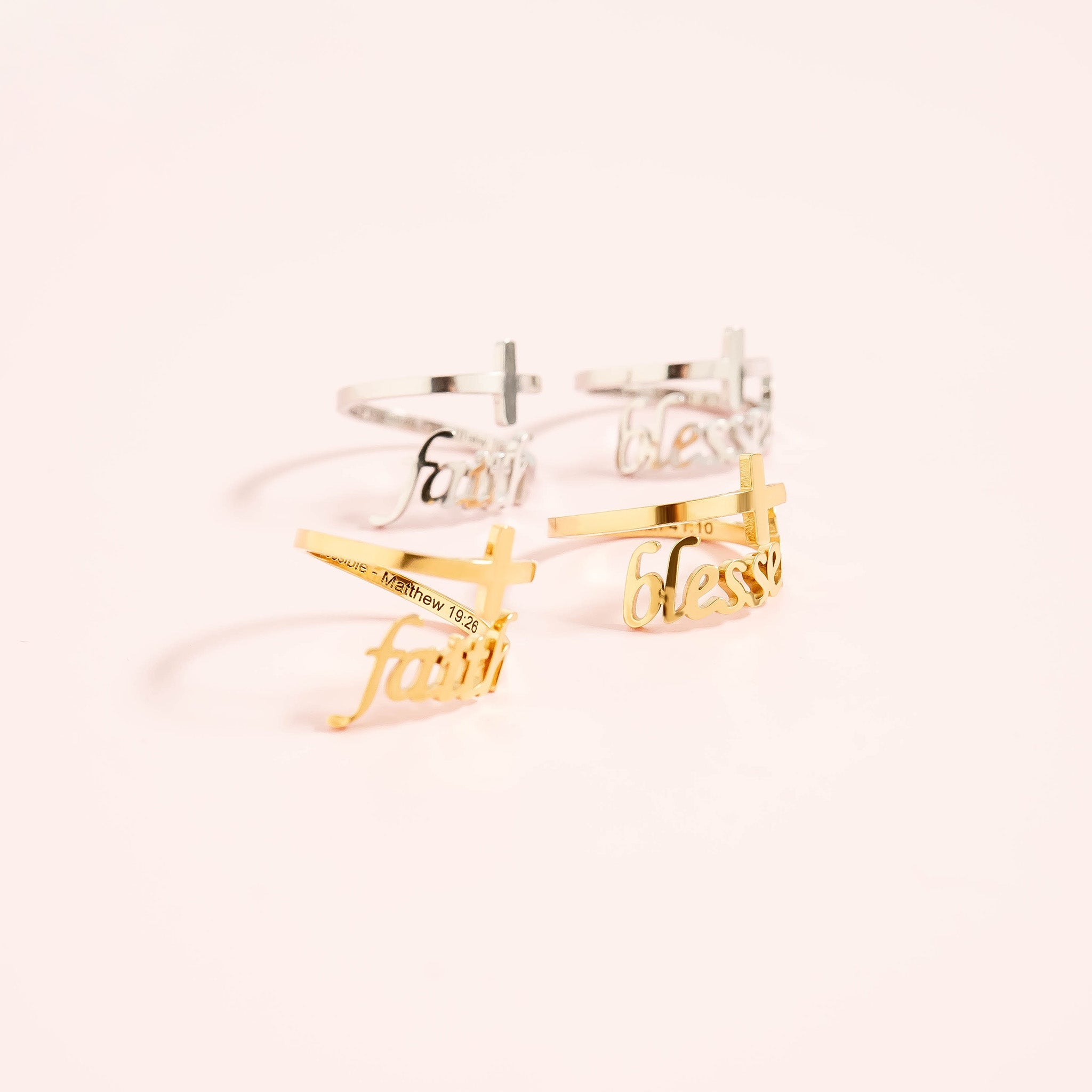 18K Gold PVD Stainless Steel Adjustable "Blessed" Ring