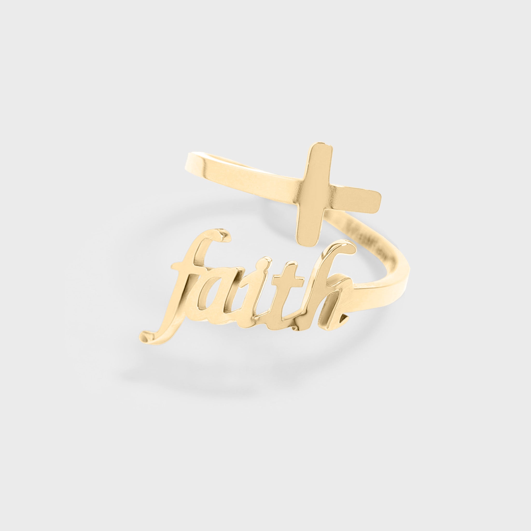 "Faith" Script Cross Ring