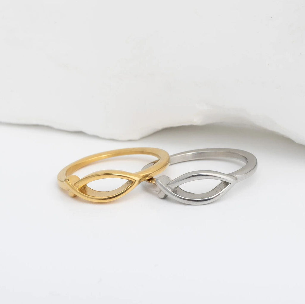 Gold and silver rings on a white background