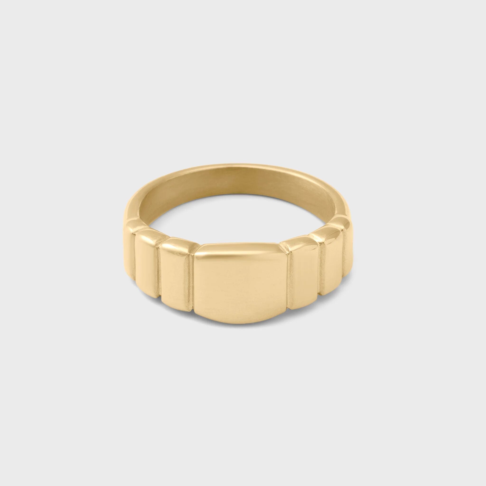 Ridged Band Signet Ring- gold main 