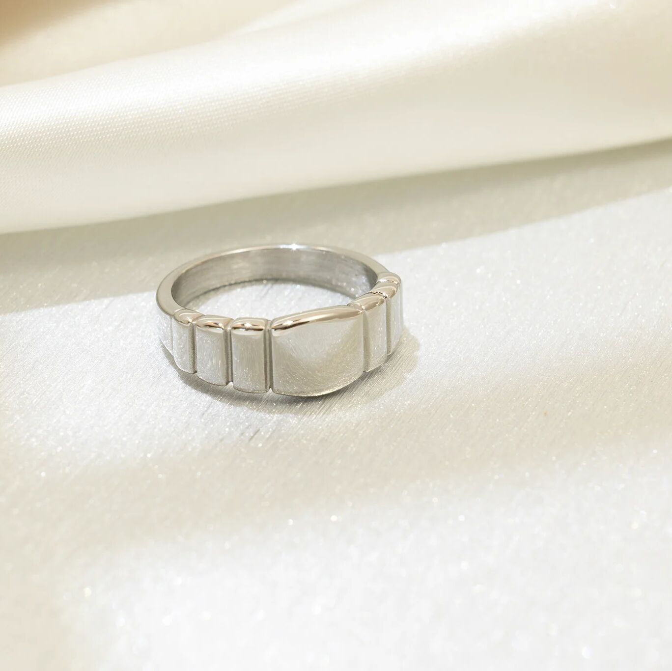 Ridged Band Signet Ring- silver studio 