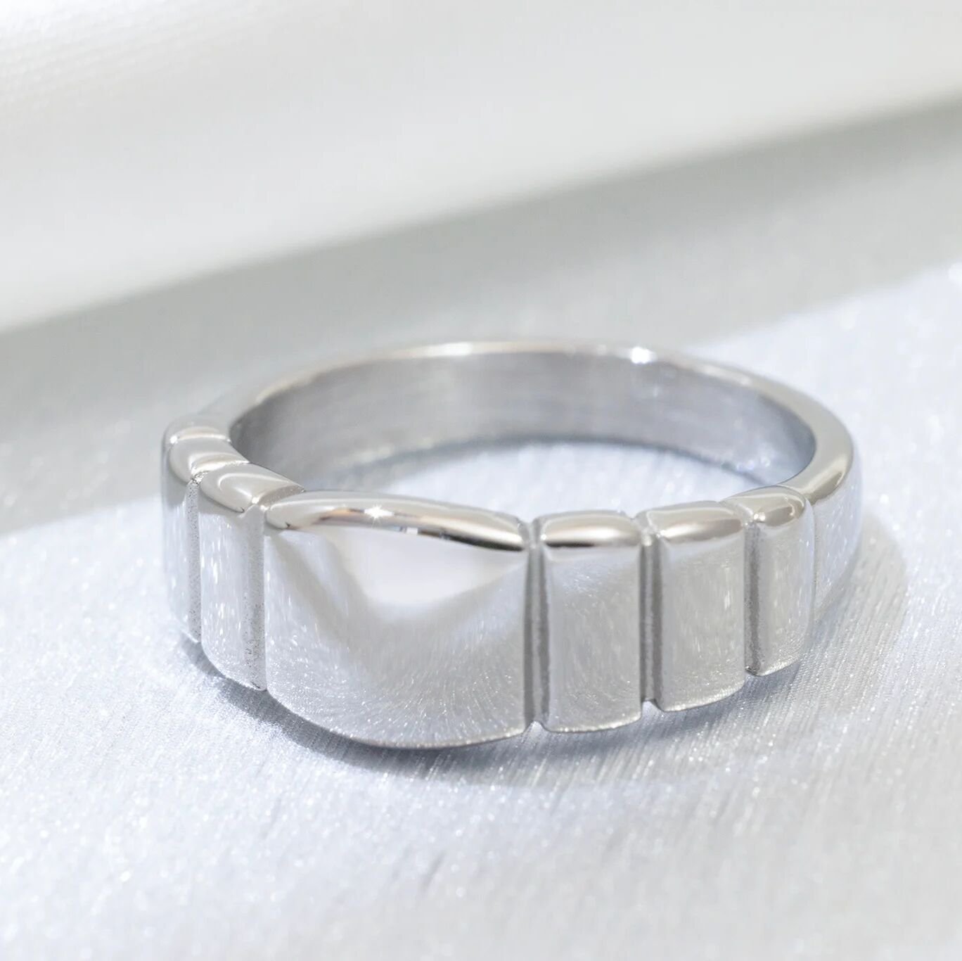 Ridged Band Signet Ring- silver studio 