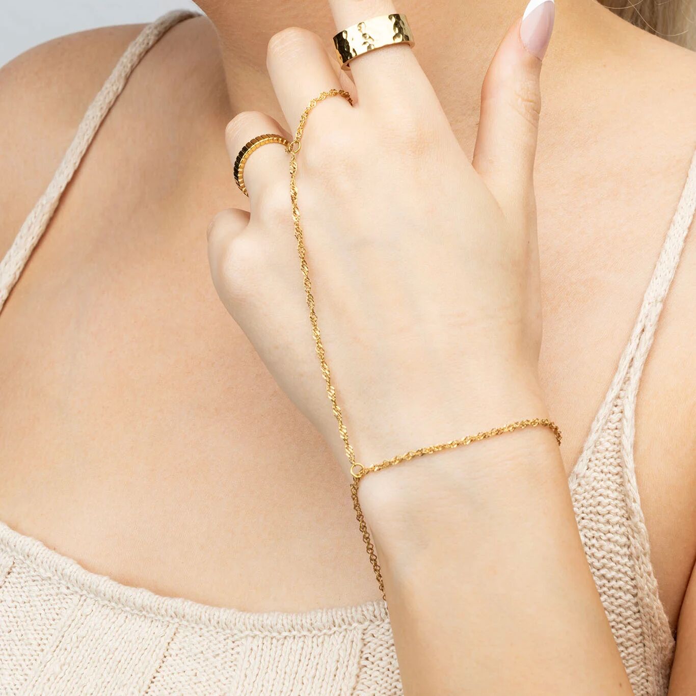 The Hammered Statement Ring- gold model 