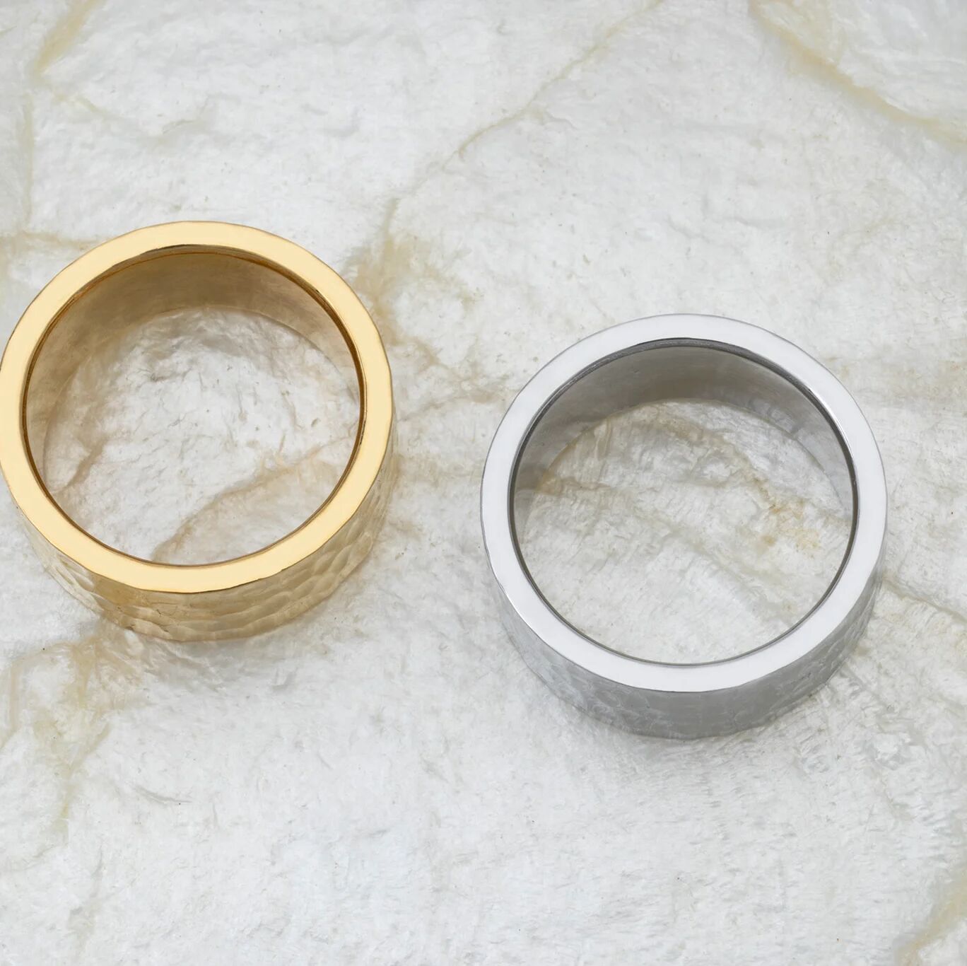 The Hammered Statement Ring- gold and silver studio 