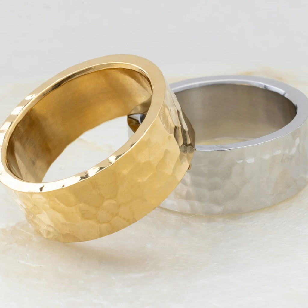 The Hammered Statement Ring- gold and silver studio 