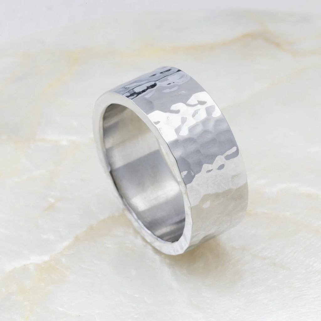 The Hammered Statement Ring- silver studio 
