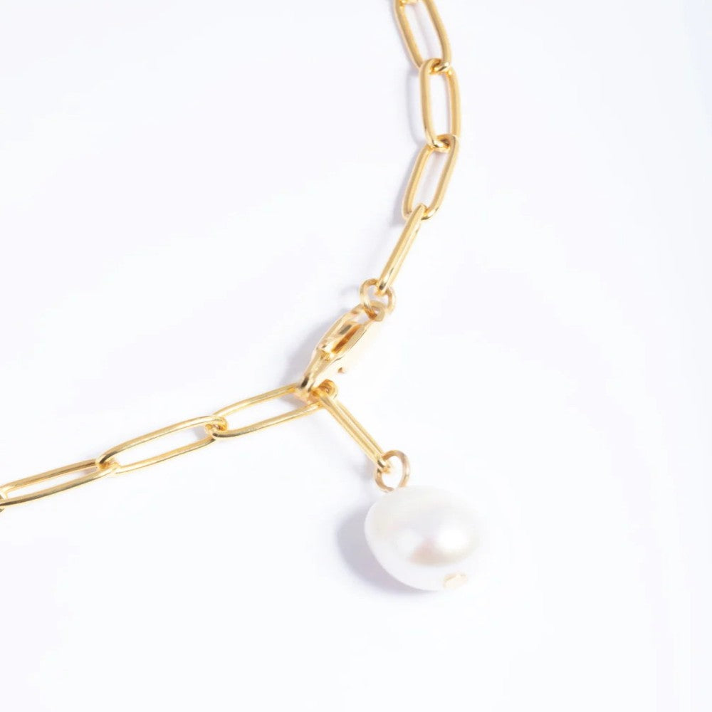 Solea Pearl Pendant Necklace in gold tone featuring pearl accent, product image 2