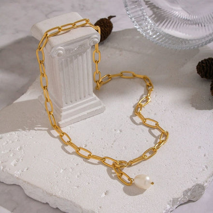 Solea Pearl Pendant Necklace in gold tone featuring pearl accent, product image 23