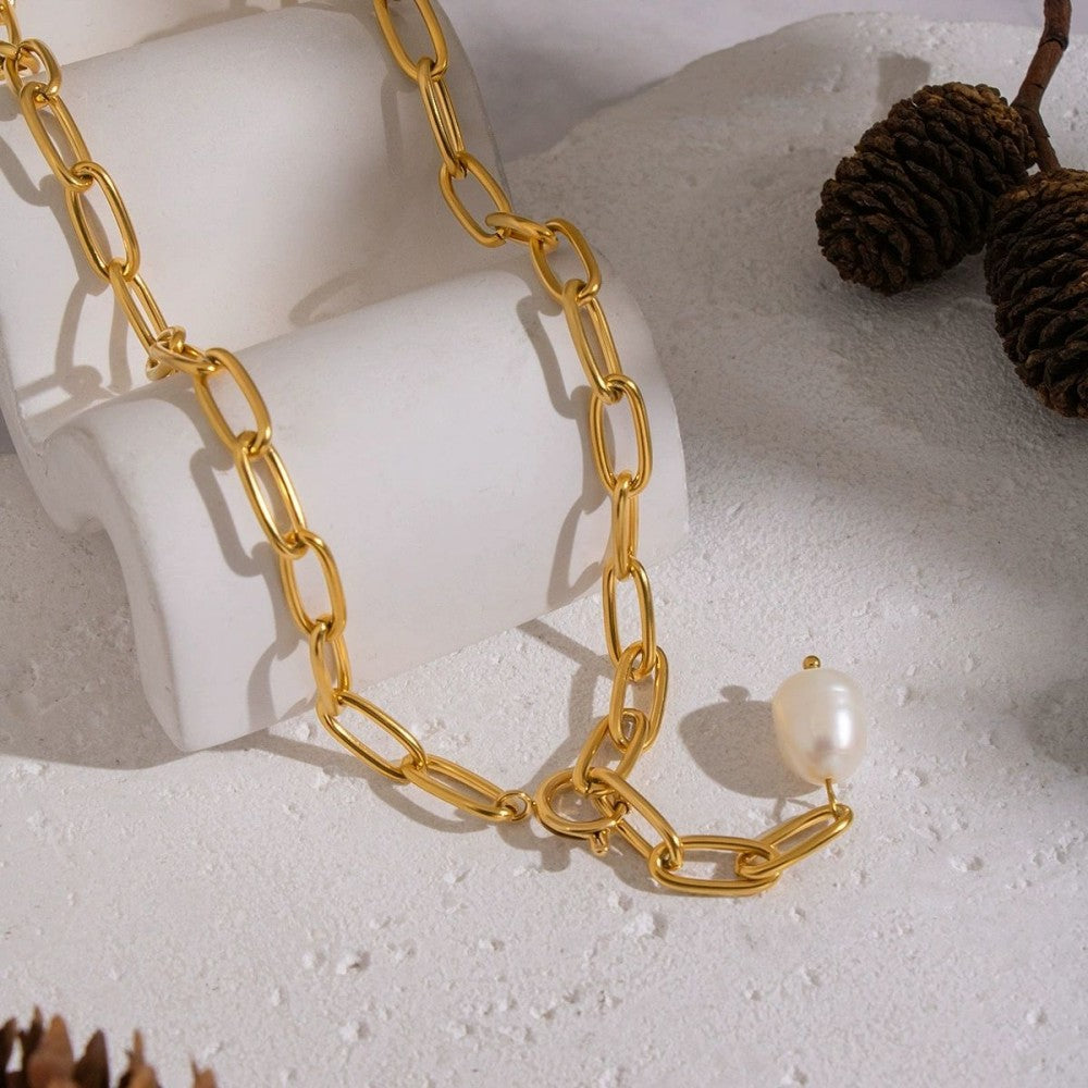 Solea Pearl Pendant Necklace in gold tone featuring pearl accent, product image 24