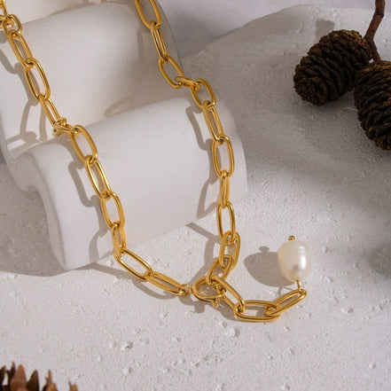 Solea Pearl Pendant Necklace in gold tone featuring pearl accent, product image 24