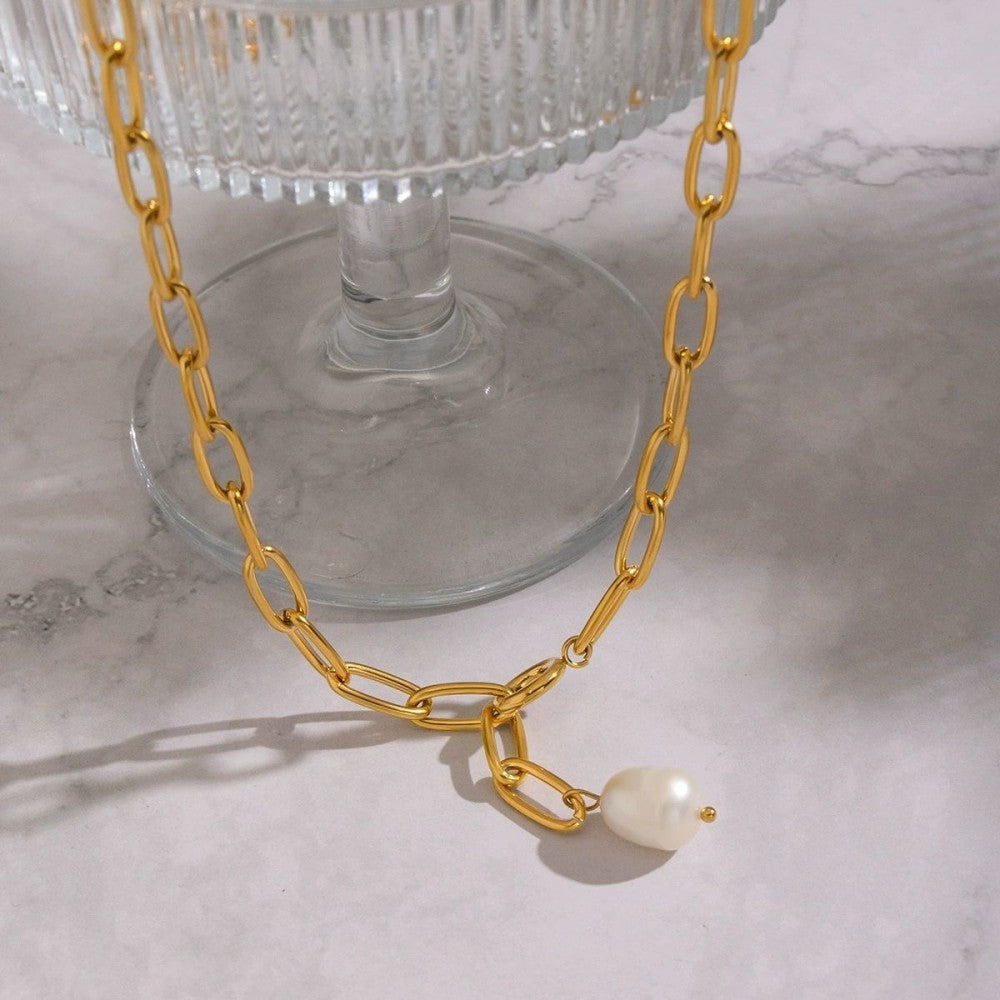 Solea Pearl Pendant Necklace in gold tone featuring pearl accent, product image 25