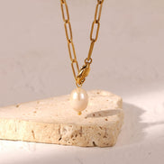Solea Pearl Pendant Necklace in gold tone featuring pearl accent, product image 4