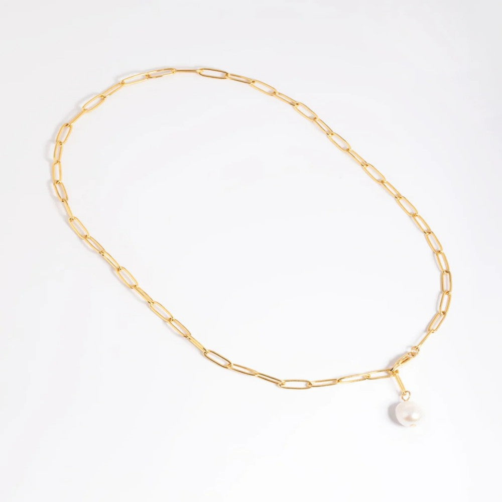 Solea Pearl Pendant Necklace in gold tone featuring pearl accent, product image 12