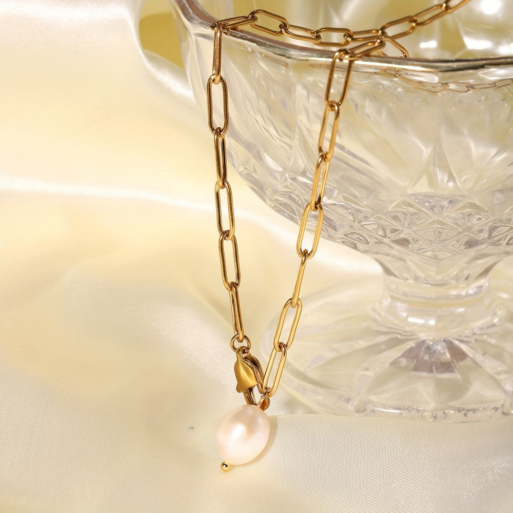 Solea Pearl Pendant Necklace in gold tone featuring pearl accent, product image 13
