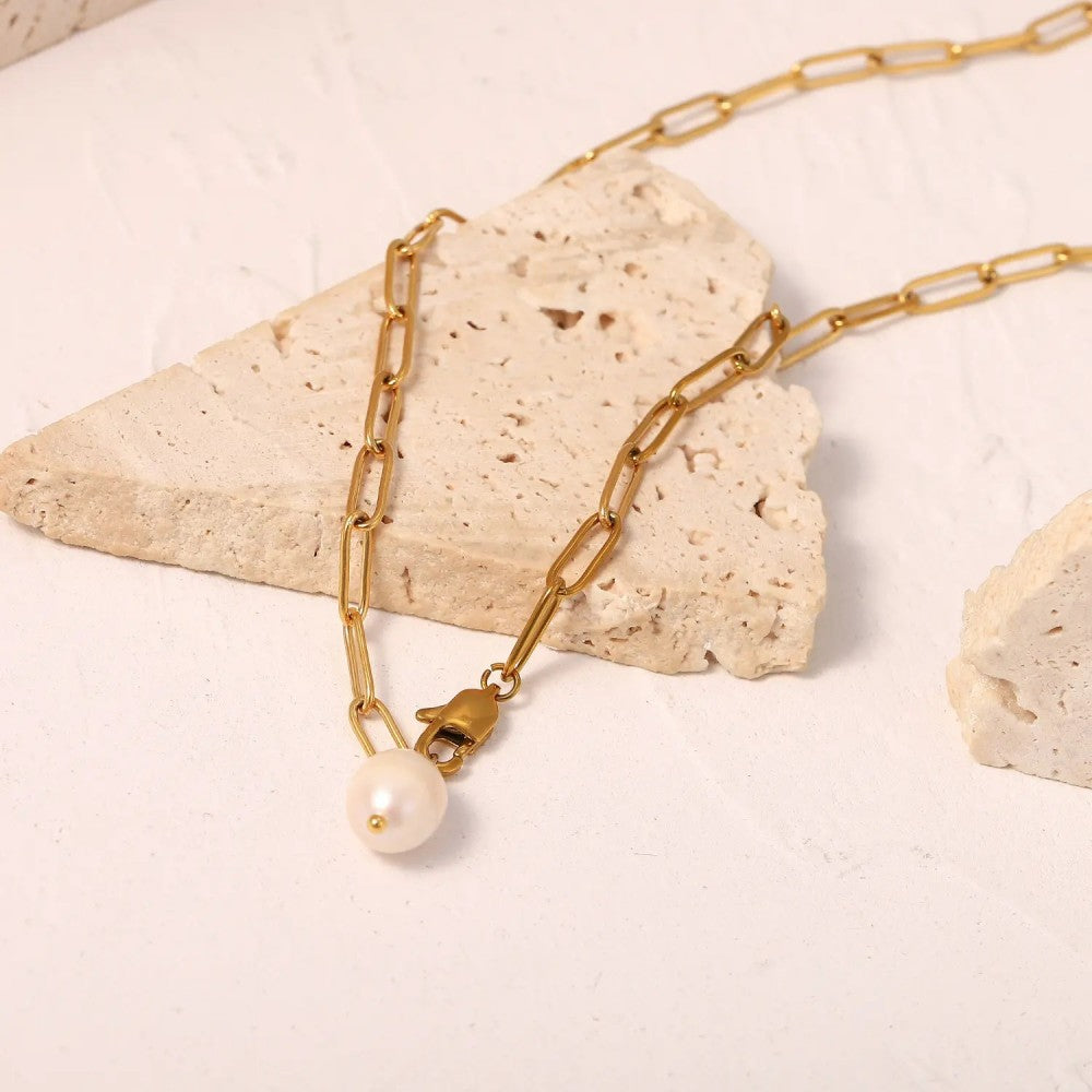 Solea Pearl Pendant Necklace in gold tone featuring pearl accent, product image 14