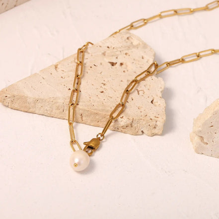 Solea Pearl Pendant Necklace in gold tone featuring pearl accent, product image 14