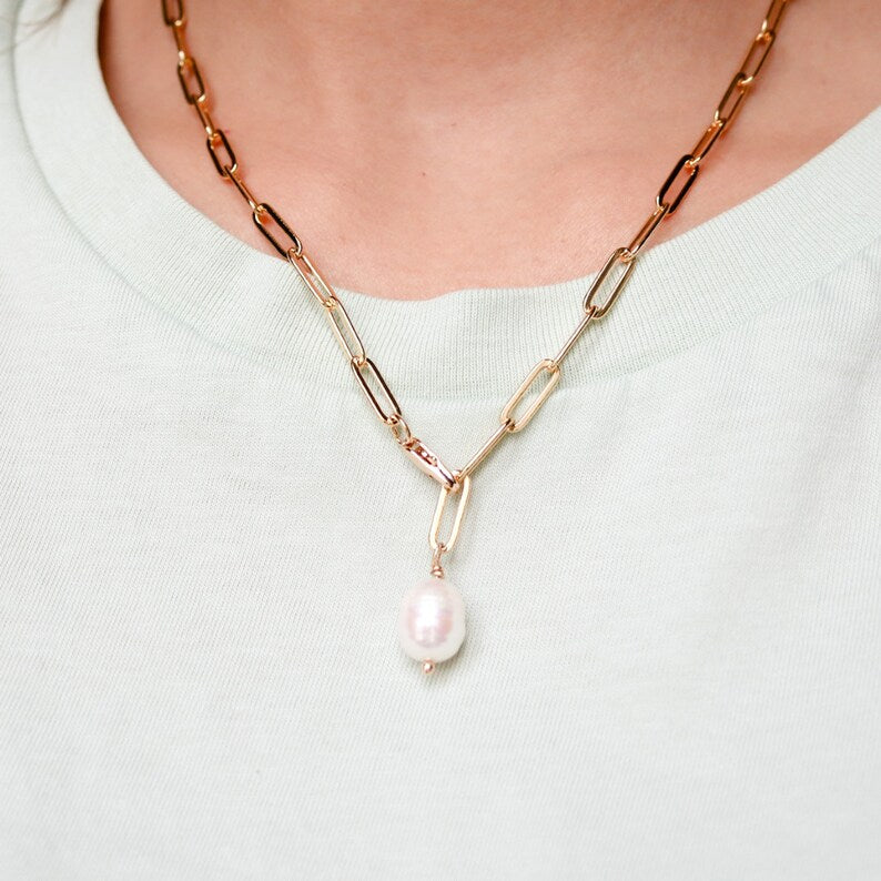 Solea Pearl Pendant Necklace in gold tone featuring pearl accent, product image 7