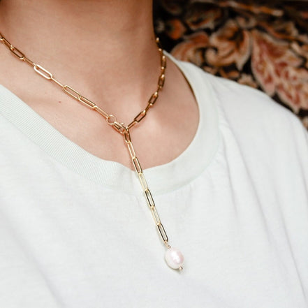 Solea Pearl Pendant Necklace in gold tone featuring pearl accent, product image 8