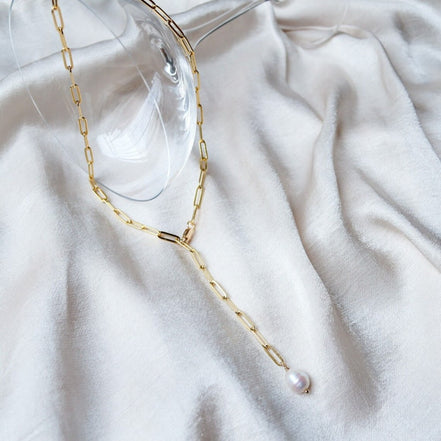 Solea Pearl Pendant Necklace in gold tone featuring pearl accent, product image 18