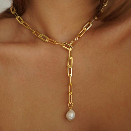 Solea Pearl Pendant Necklace in gold tone featuring pearl accent, product image 9