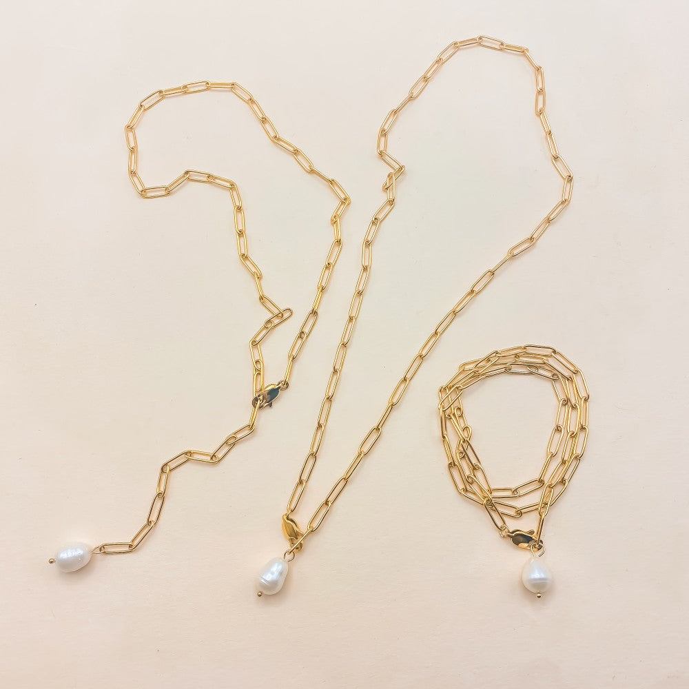 Solea Pearl Pendant Necklace in gold tone featuring pearl accent, product image 19