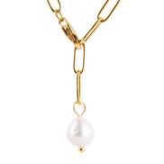 Solea Pearl Pendant Necklace in gold tone featuring pearl accent