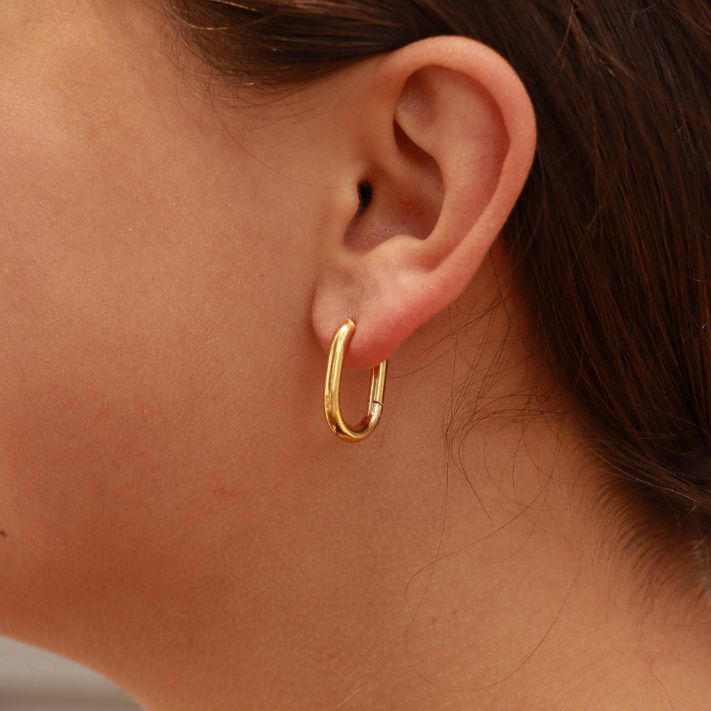 Oval Huggie Hoop Earrings