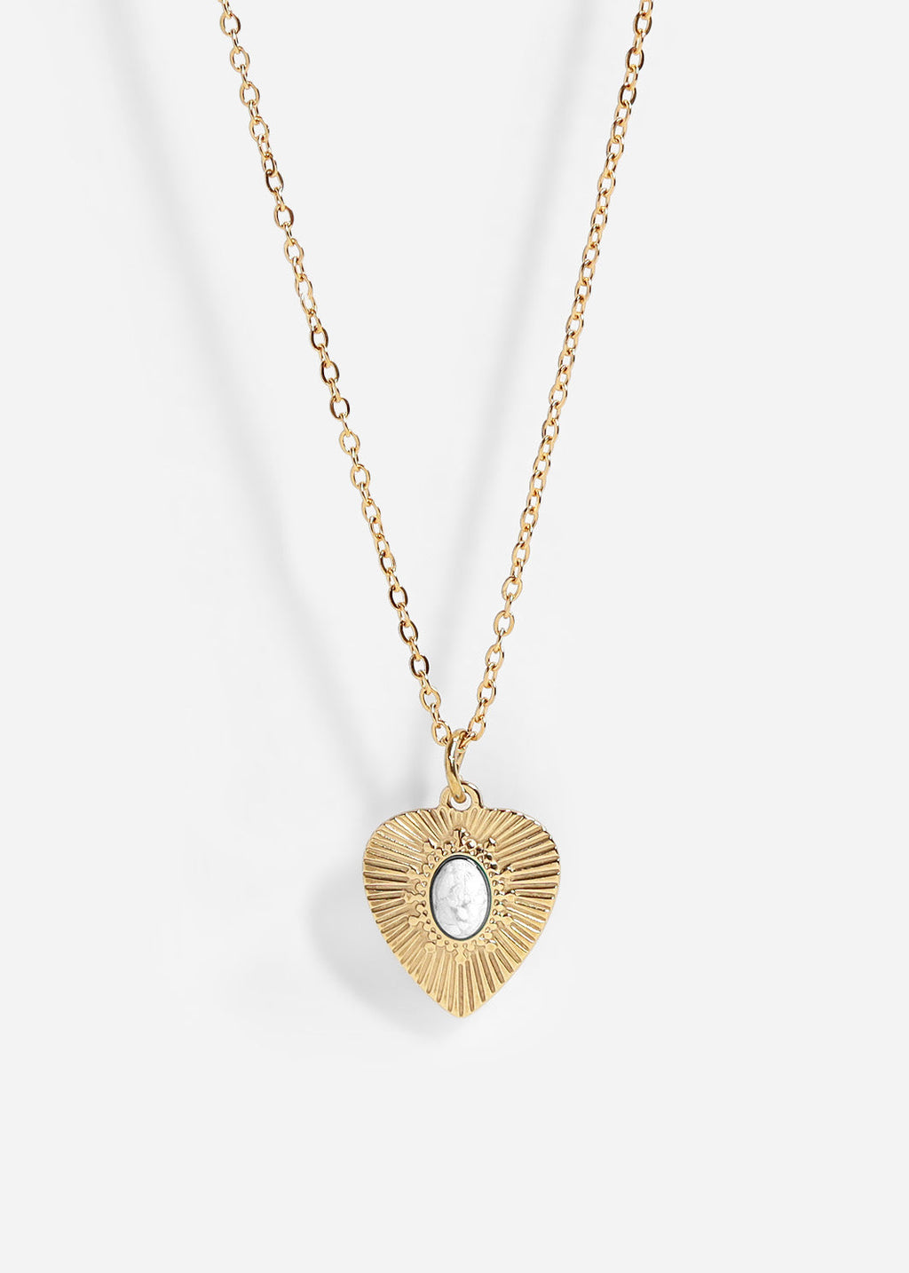Semi Precious Sunburst Heart Necklace