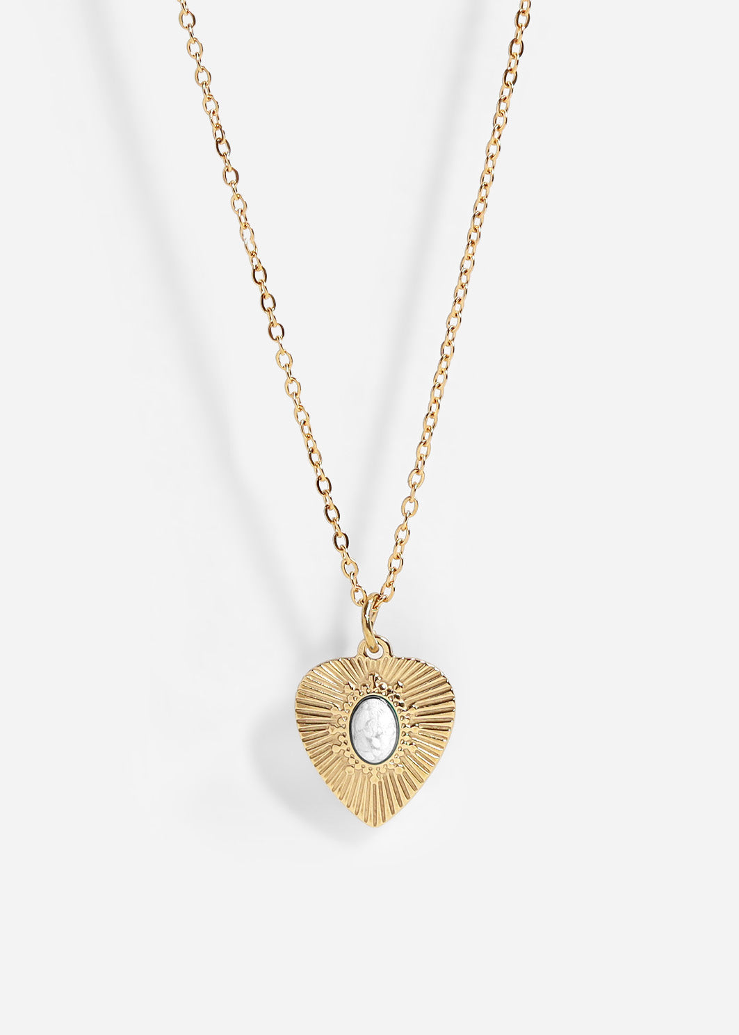 Semi Precious Sunburst Heart Necklace