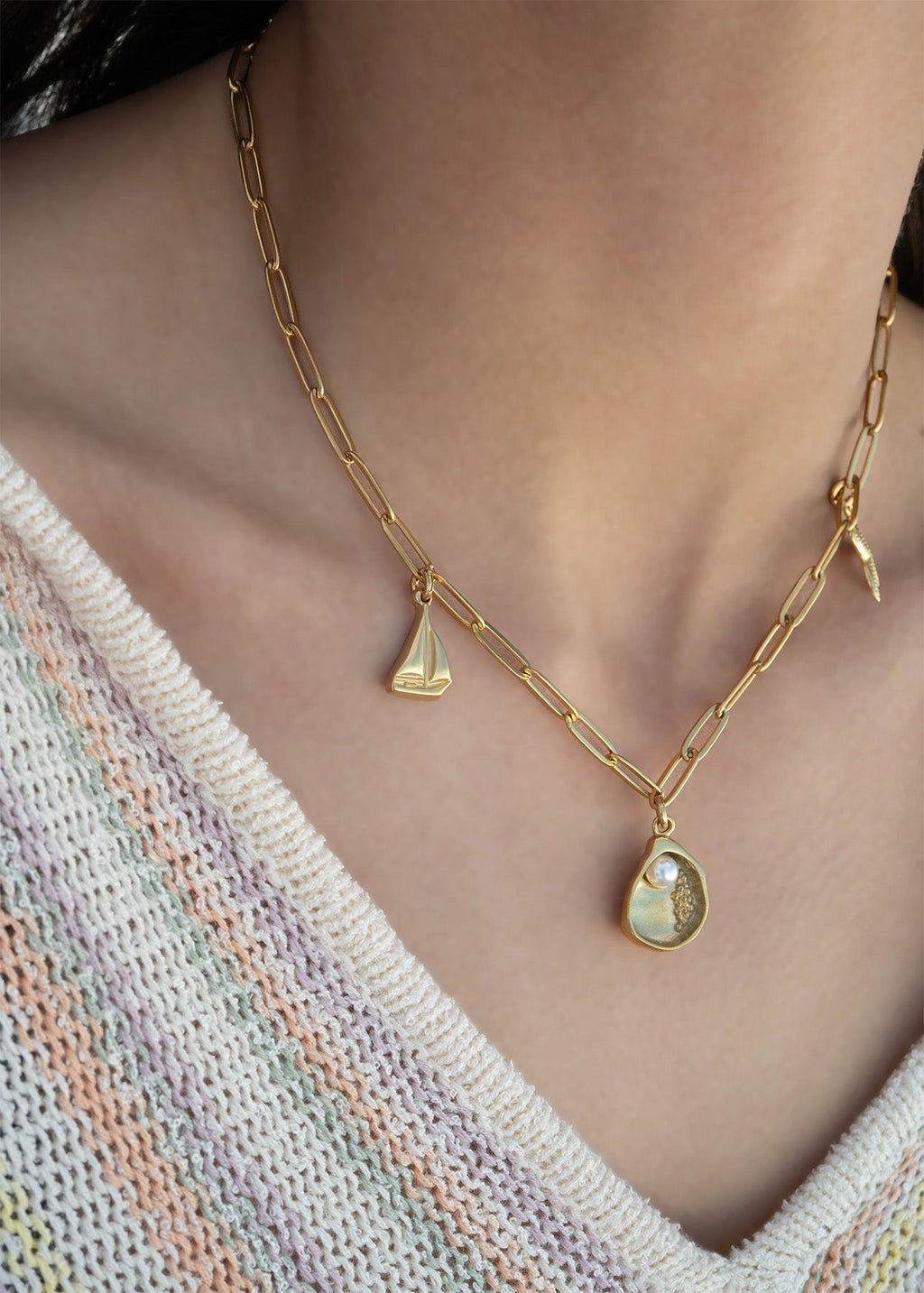 Pearl in Oyster Shell Charm