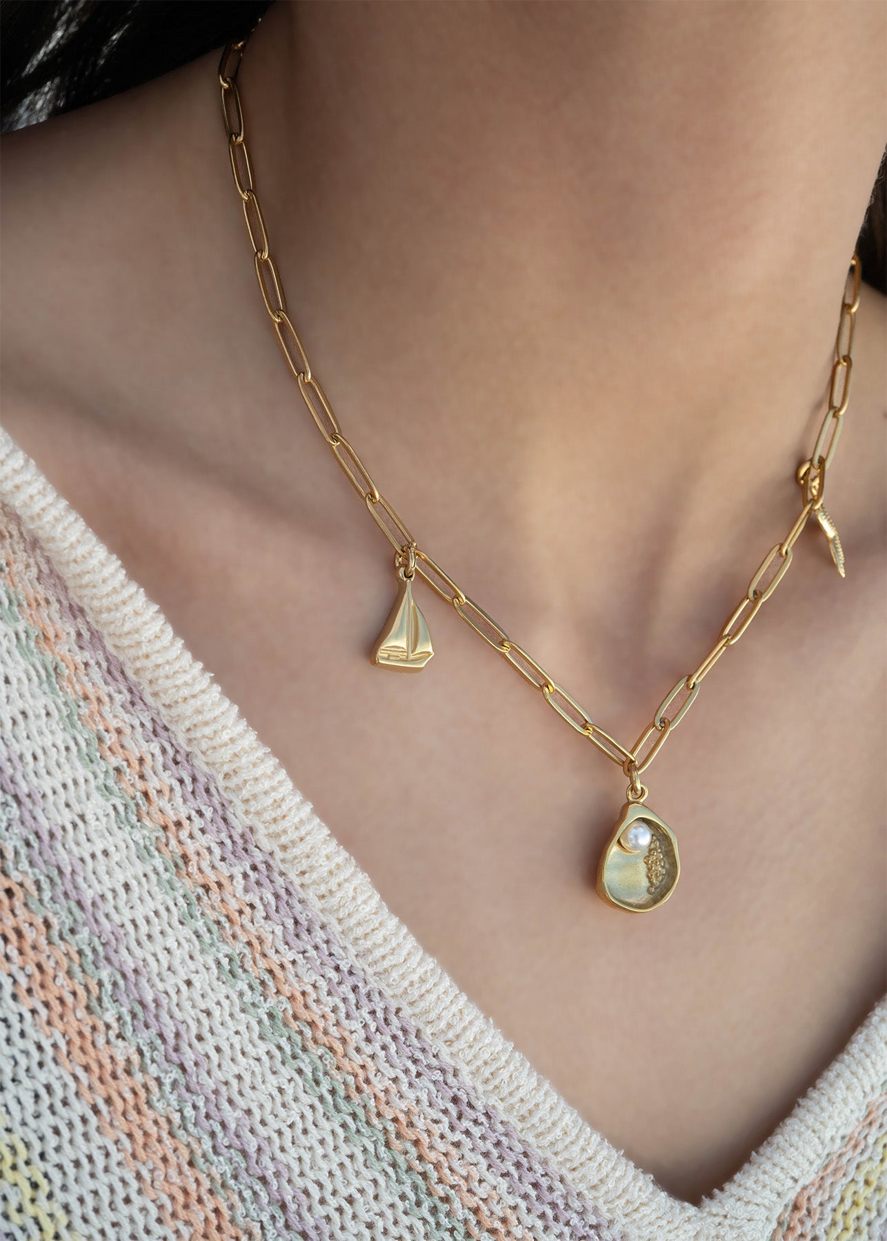 Pearl in Oyster Shell Charm