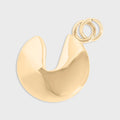 Gold fortune cookie charm on a light gray background