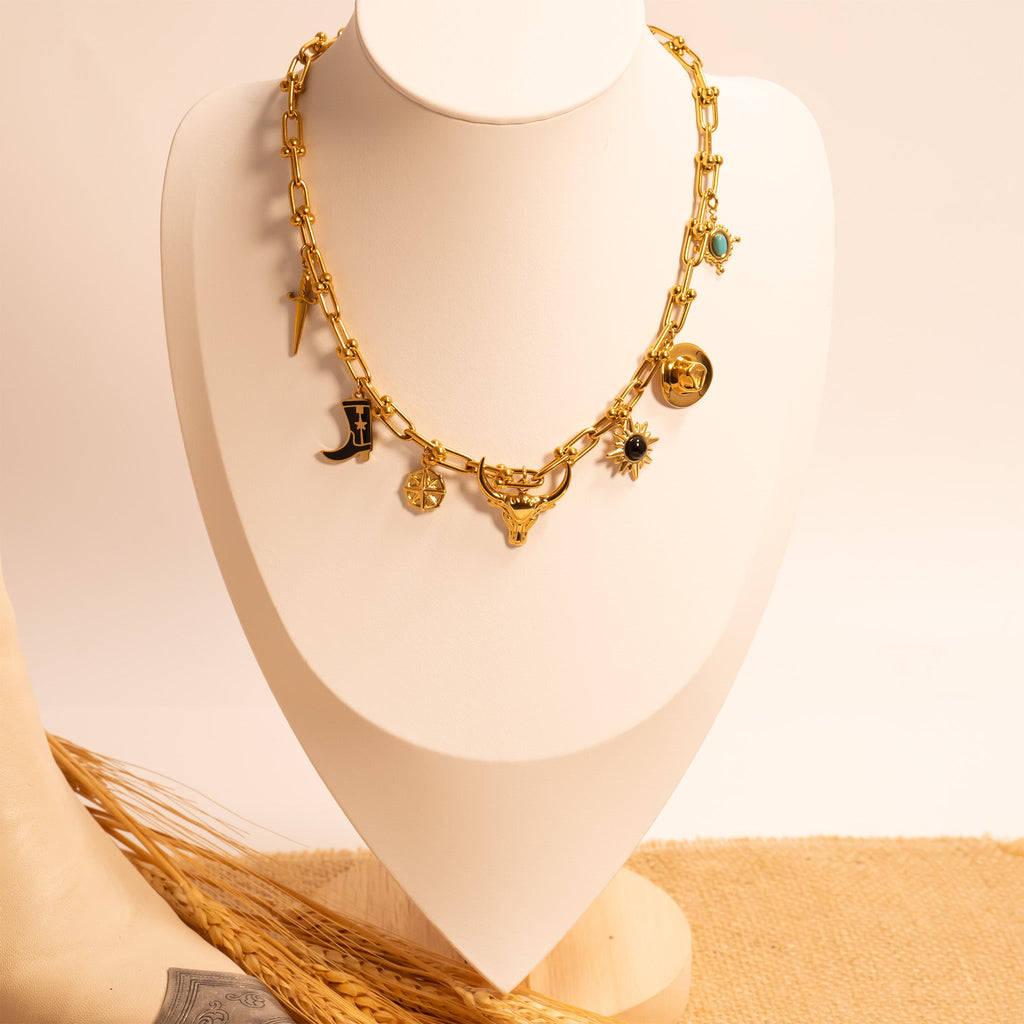 Western Charms on Hardware Chain with Necklace Display