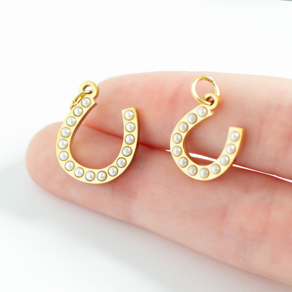 Pearl Studded Horseshoe Charm