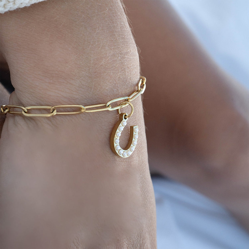 Pearl Studded Horseshoe Charm
